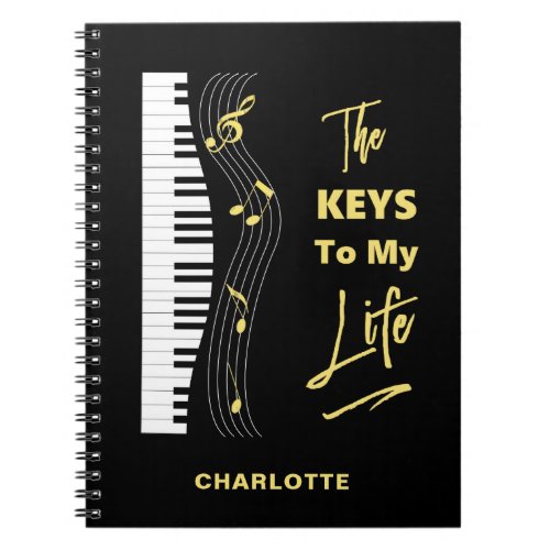 Piano Keyboard Players Fun Music Notes Notebook