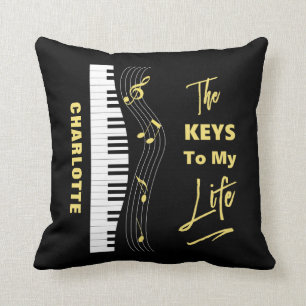 Piano Keyboard Players Fun Music Notes Throw Pillow