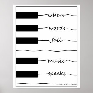 Piano Keyboard Poster with Inspirational Quote