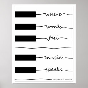 Piano Keyboard Poster with Inspirational Quote