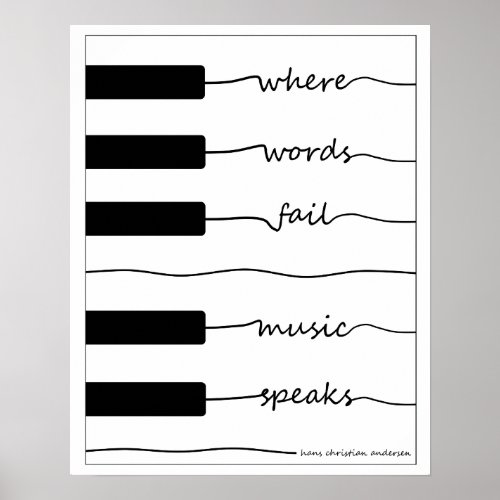 Piano Keyboard Poster with Inspirational Quote