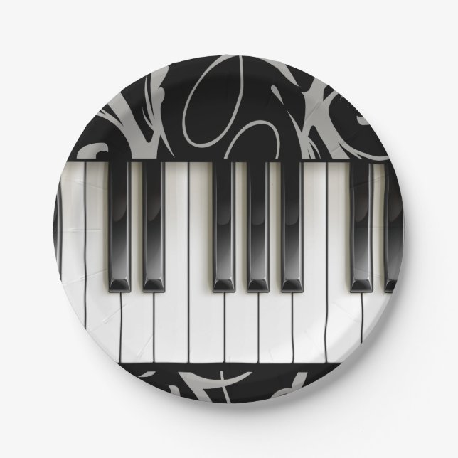 Piano Keyboard Recital Reception Paper Plates (Front)