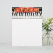 Piano Keyboard Roses and Music Notes (Standing Front)