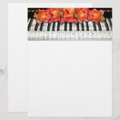 Piano Keyboard Roses and Music Notes (Front/Back)