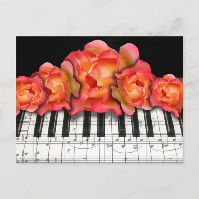 Piano Keyboard Roses and Music Notes (Front)