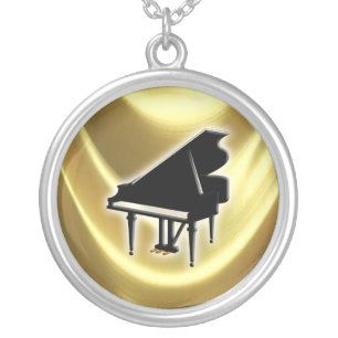 Piano Keyboard Silver Plated Necklace