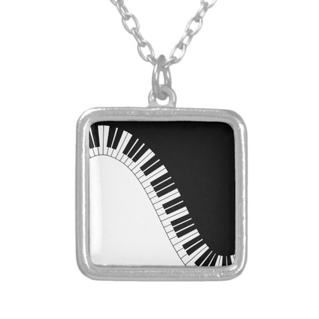 Piano Keyboard Silver Plated Necklace (Front)