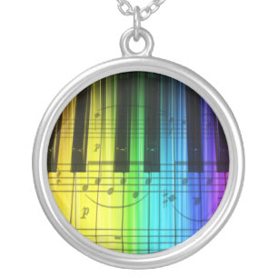 Piano Keyboard Silver Plated Necklace