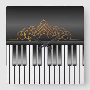 Piano Keyboard Square Wall Clock