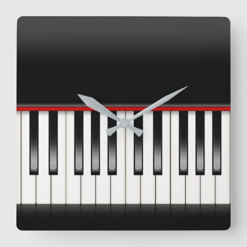piano keyboard square wall clock