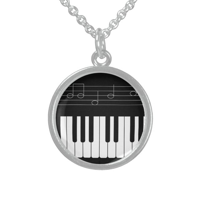 Piano keyboard sterling silver necklace (Front)