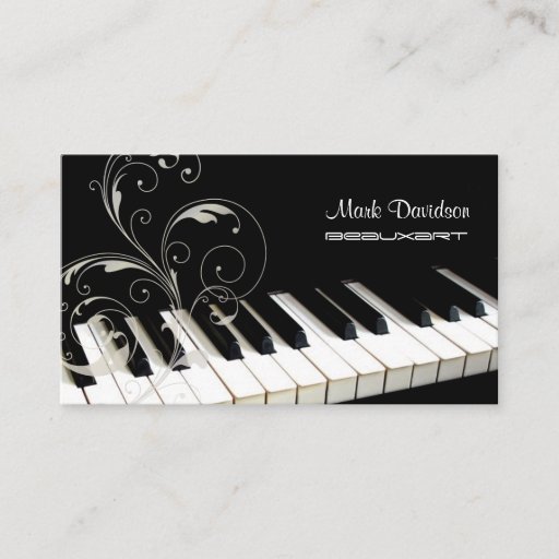 Customizable Piano Keyboard+swirls/teacher/tuner business cards