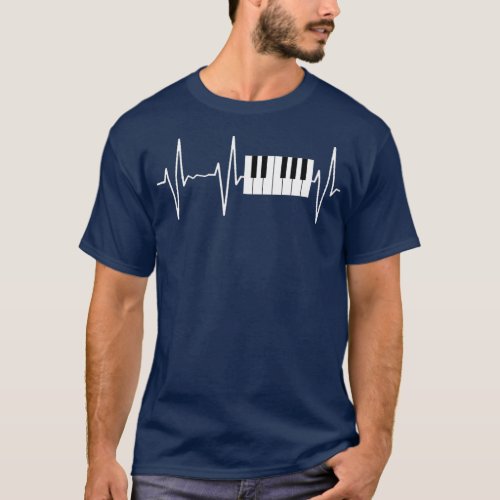 Piano Keyboard Vintage Heartbeat Jazz Puls T_Shirt