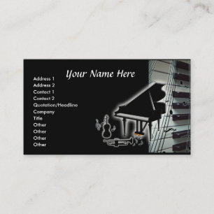 Piano Keyboard Violin & Trumpet Business Card