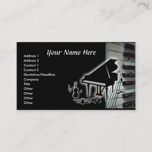 Piano Keyboard Violin &amp; Trumpet Business Card Template