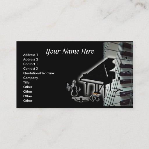 Customizable Piano Keyboard Violin &amp; Trumpet Business Card Template