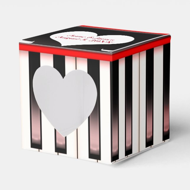 Piano Keyboard With Heart Favor Boxes (Front Side)