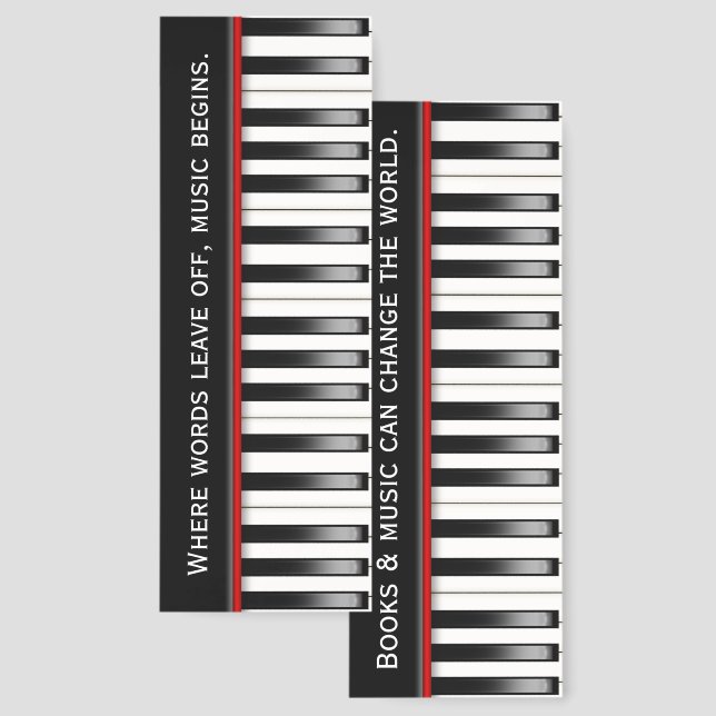 Piano Keyboard With Inspiring Quotes Bookmarks (Front & Back)