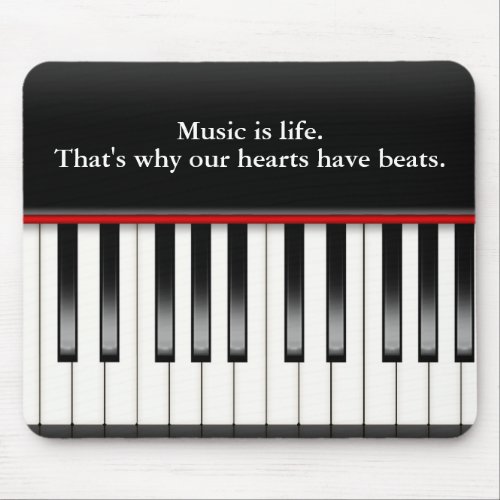 Piano Keyboard with Music Quote Mouse Pad