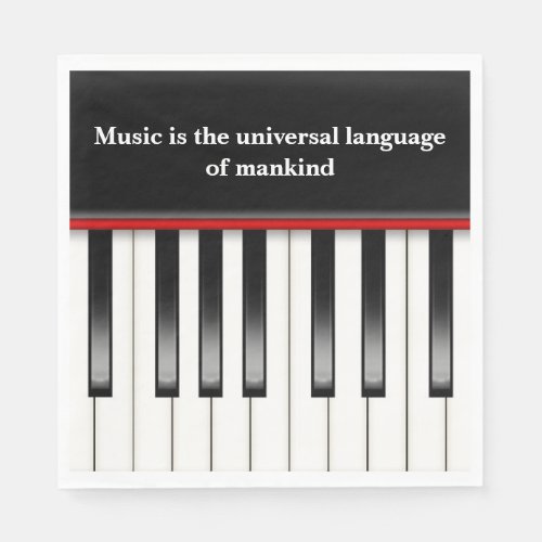 Piano Keyboard with Music Quote Napkins