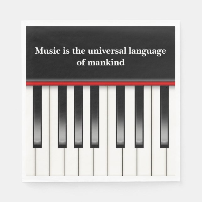 Piano Keyboard with Music Quote Napkins (Front)