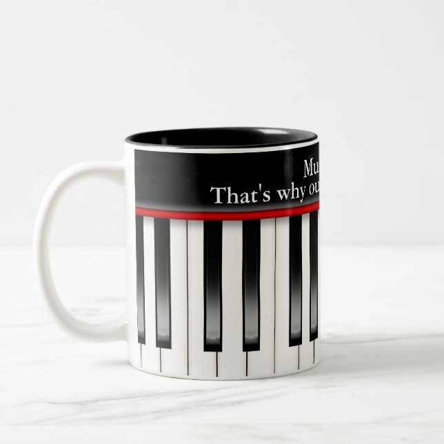 Piano Keyboard with Music Quote Two-Tone Coffee Mug (Left)