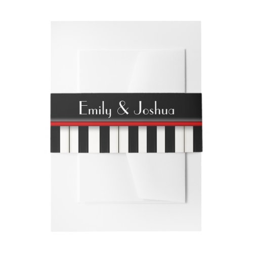 Piano Keyboard with Names Invitation Belly Band