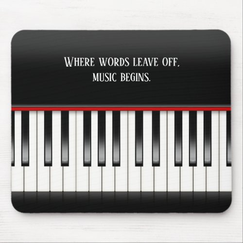 Piano Keyboard with quote Mouse Pad