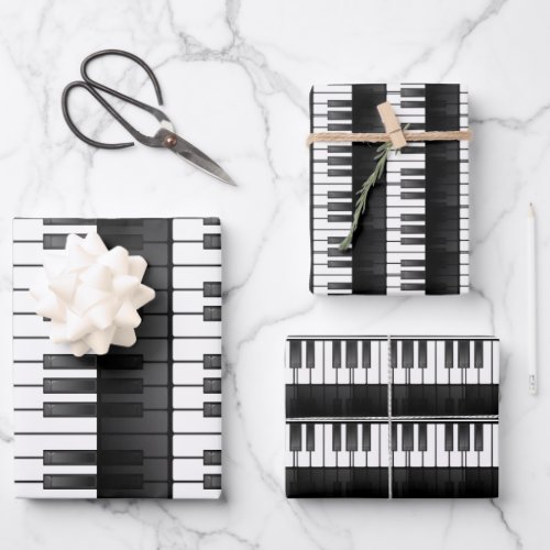 Piano Keyboard Wrapping Paper Flat Sheet Set