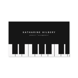 Piano Keyboards Minimalist Black Business Card