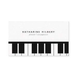 Piano Keyboards Minimalist White Business Card