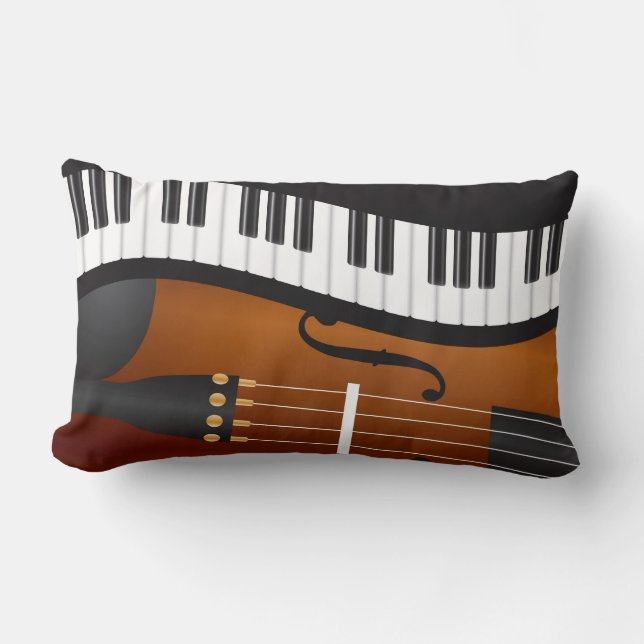 Piano Keyboards Wavy Border with Violin Pillow (Front)