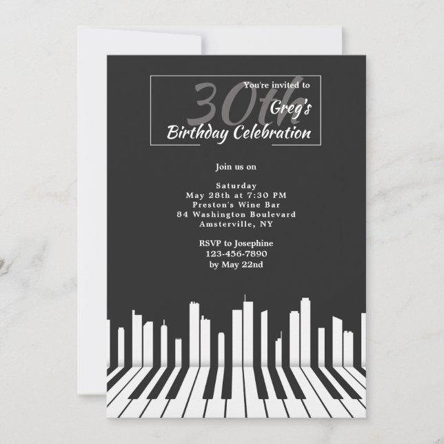 Piano Keys 2 Birthday Party Invitation (Front)