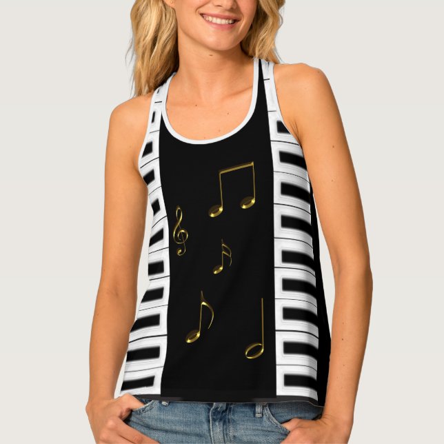 Piano Keys All-Over Print Racerback Tank Top (Front)