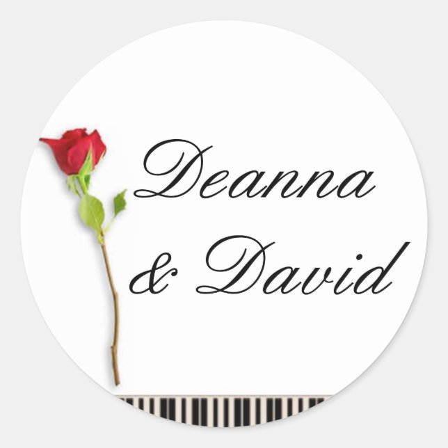 Piano keys and a rose classic round sticker (Front)