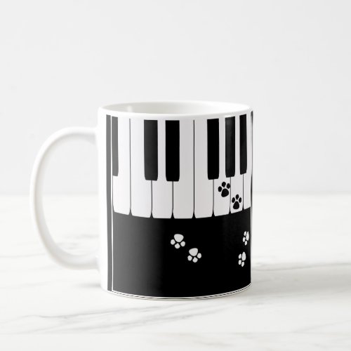 Piano keys and cat feet paws coffee mug
