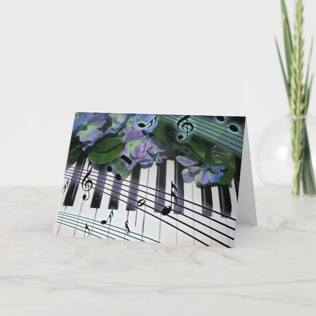 Piano Keys and Flowers Card (Front)