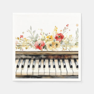 Piano Keys and Flowers Napkins