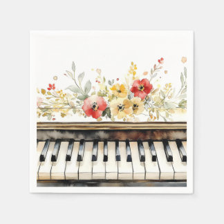 Piano Keys and Flowers Napkins