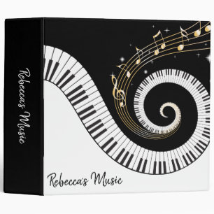Piano Keys and Gold Music Notes 3 Ring Binder