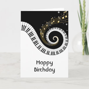 Piano Keys and Gold Music Notes Birthday