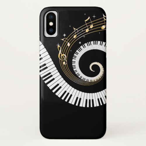 Piano Keys and Gold Music Notes iPhone XS Case