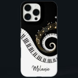 Piano Keys and Gold Music Notes iPhone 16 Pro Max Case<br><div class="desc">Unusual musical design featuring swirling piano keys with gold musical notes flowing from the center of the keys. This design would make the perfect gift for the piano lover and is available on a collection of gifts and paper products.</div>