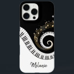 Piano Keys and Gold Music Notes iPhone 16 Pro Max Case<br><div class="desc">Unusual musical design featuring swirling piano keys with gold musical notes flowing from the center of the keys. This design would make the perfect gift for the piano lover and is available on a collection of gifts and paper products.</div>