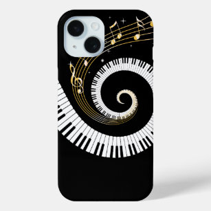 Piano Keys and Gold Music Notes iPhone 15 Case