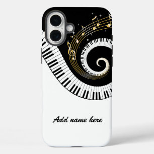 Piano Keys and Gold Music Notes iPhone 16 Plus Case
