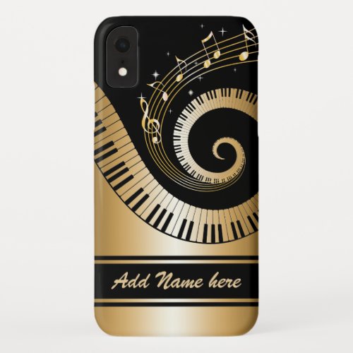 Piano Keys and Gold Music Notes iPhone XR Case