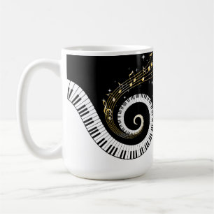Piano Keys and Gold Music Notes Coffee Mug