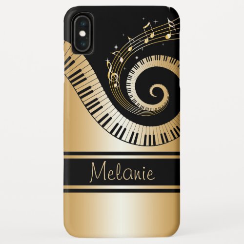 Piano Keys and Gold Music Notes Galaxy Case