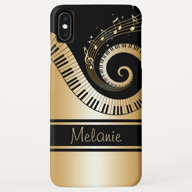 Piano Keys and Gold Music Notes Galaxy Case (Back)